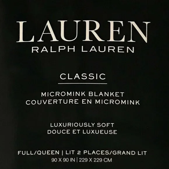 NEW! Ralph Lauren FULL/QUEEN Micromink Blanket - Picture 3 of 5
